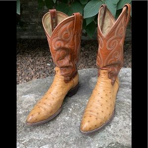 DAN POST BUTTERSCOTCH OSTRICH BOOTS SIZE 9D